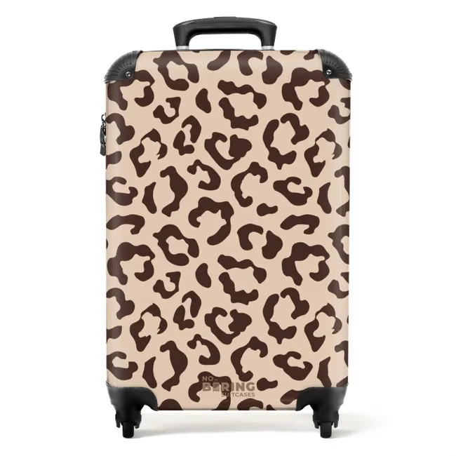Dierenprints - Panterprint koffer in bruin en beige NBS - Handbagage koffer - Unisex middel -productfoto_recht