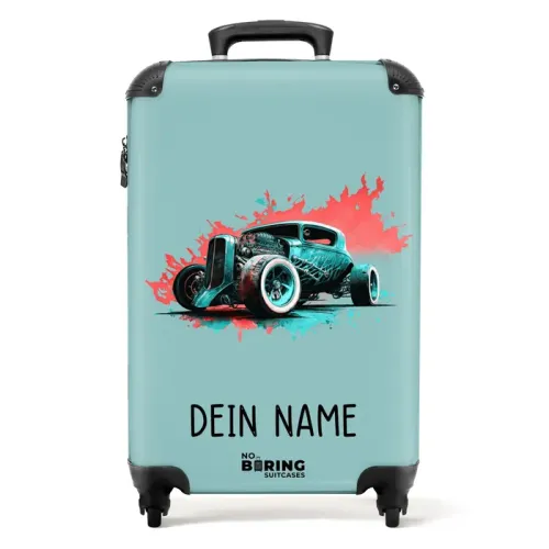 Koffer mit Name - Flotter Flitzer Türkis