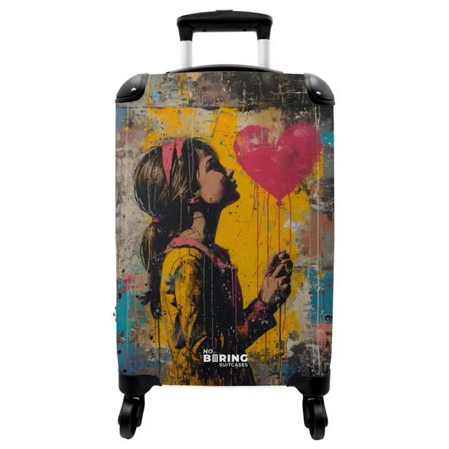 Koffer - Mädchen mit herzförmigem Luftballon im Graffiti-Stil