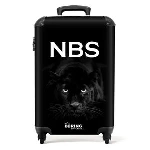 Koffer mit Name - Schwarzer/weißer Panther