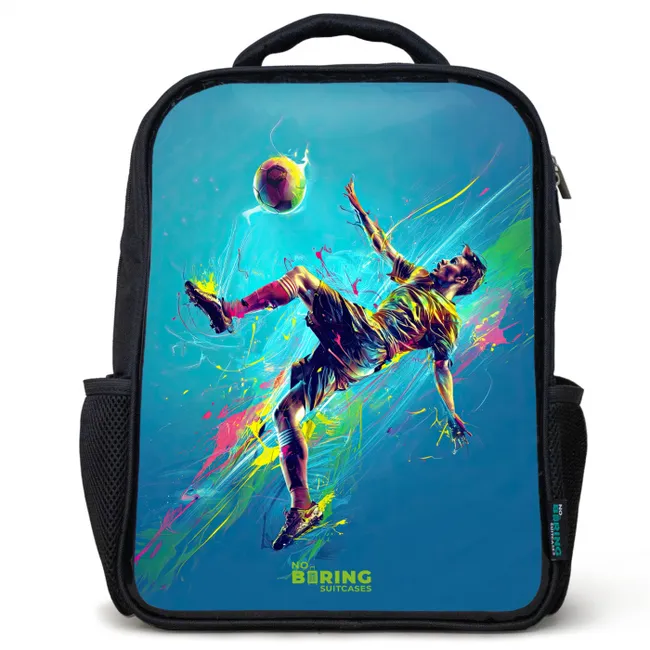 Kinderrucksack - Schwarz - Neon - Fußball - Kick - Farbenfroh