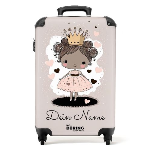 Prinzessin auf bunter Hintergrund mit rosa und schwarzen Herzen