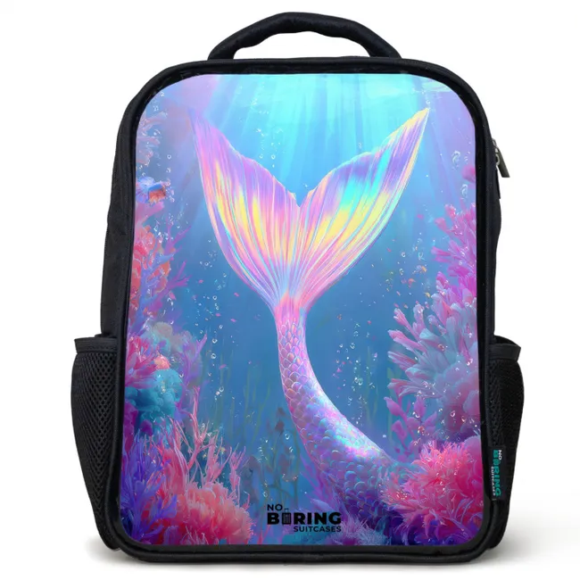 Kinderrucksack - Schwarz - Meerjungfrau - Koralle - Wasser