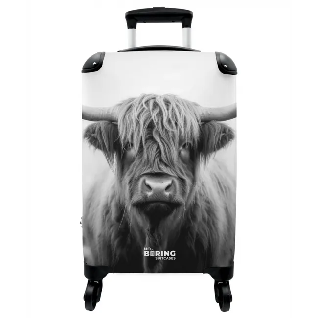 Koffer - Schottischer Highlander in Schwarz und Weiß