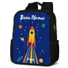 Raket - Sterren - Planeet - Ruimte Rugzak - Zwart middel -schuin