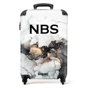 Koffer mit Name - Schwarz-Weißer Marmor mit Gold