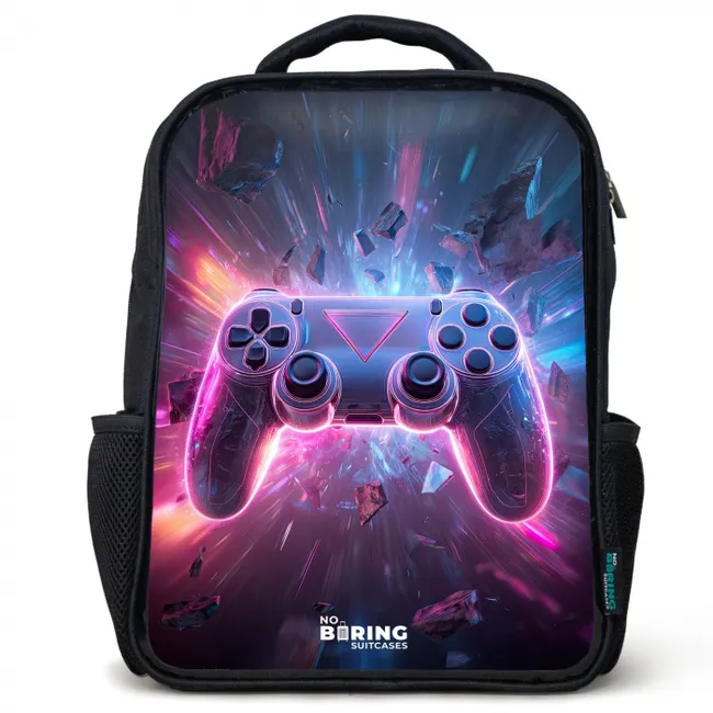 Kinderrucksack - Schwarz - Spiel - Controller - Neon
