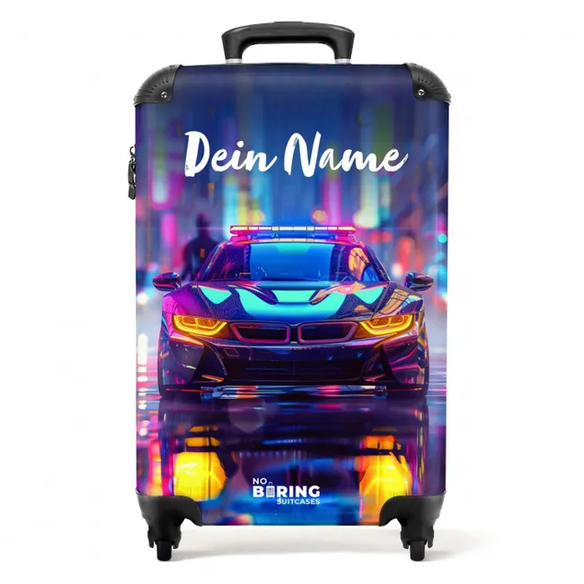 Koffer mit Name – Neon-Nachtauto