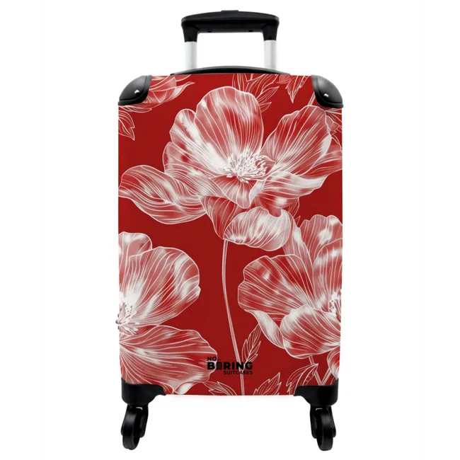 Koffer - Vintage-Blumen - Rot