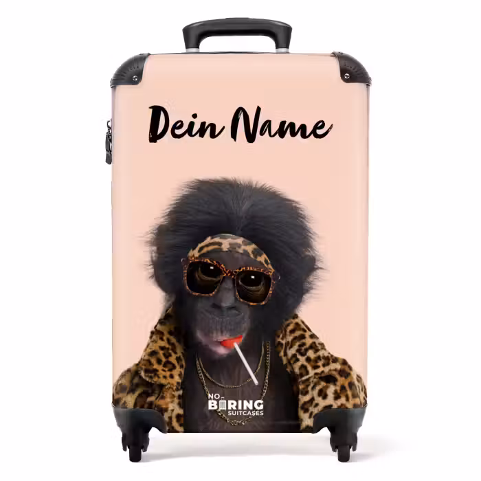 Koffer mit Name - Affe mit Loly