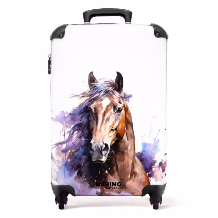 Koffer mit Name - Aquarelliertes Pferd mit bunten Sprenkeln