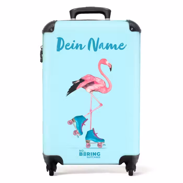 Koffer mit Name - Auffälliger Flamingo