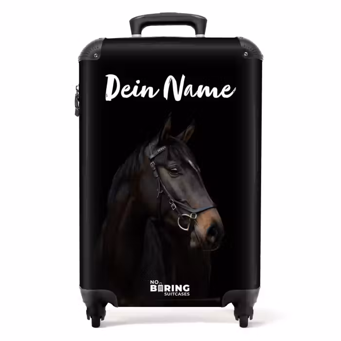 Koffer mit Name - Elegantes schwarzes Pferd