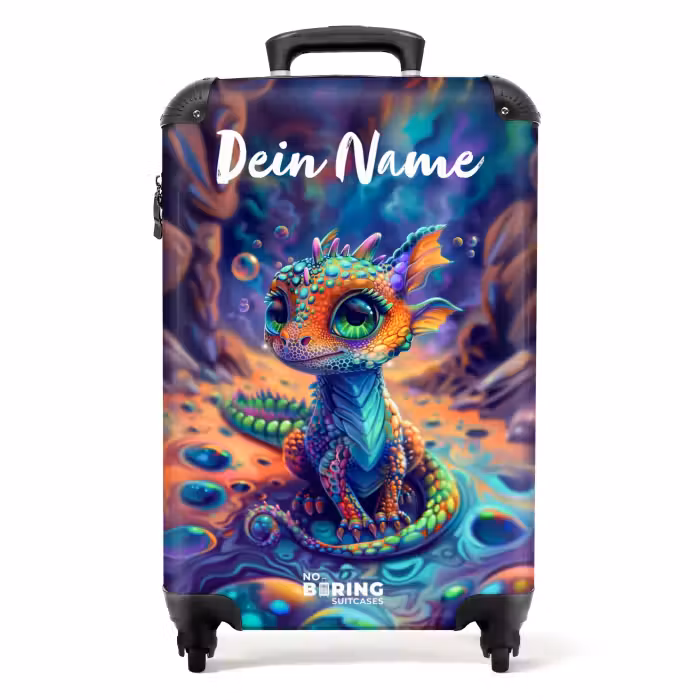 Koffer mit Name - Verschnörkelter Saphir-Drache