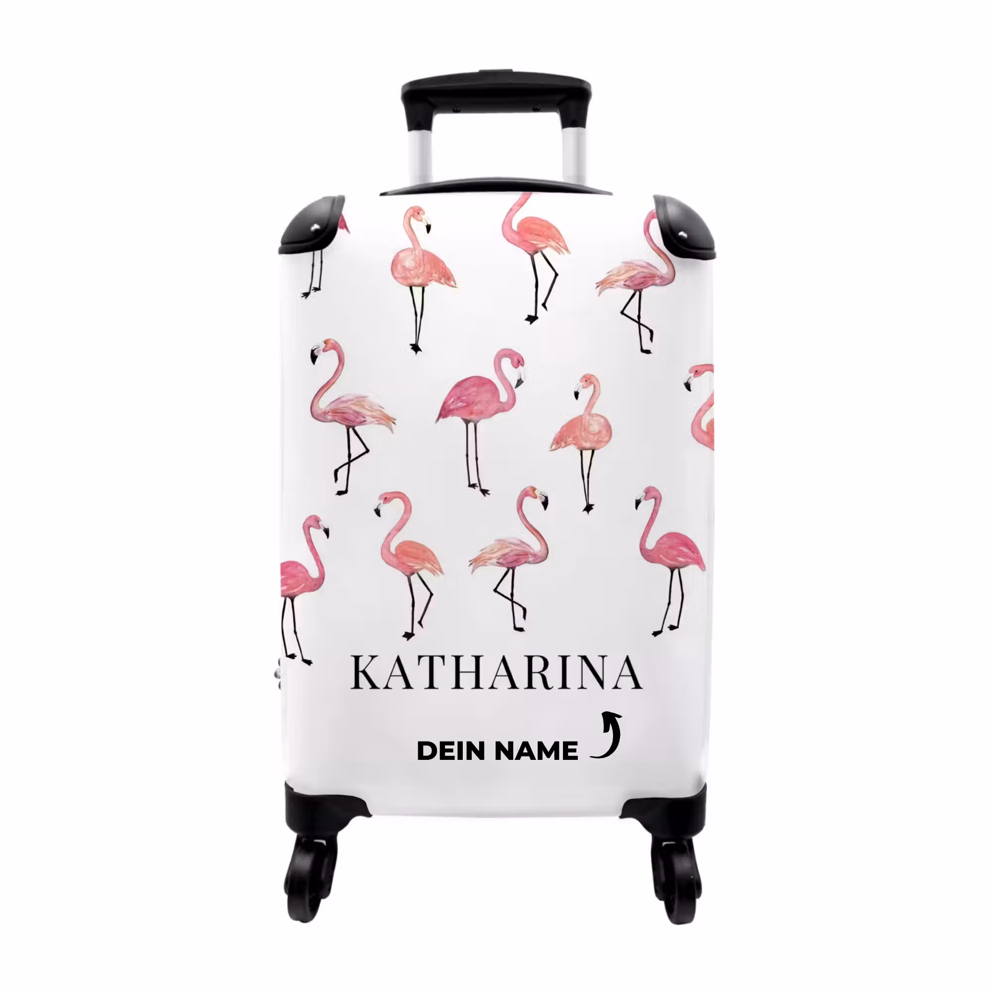 Koffer mit Name - Flamingo-Muster