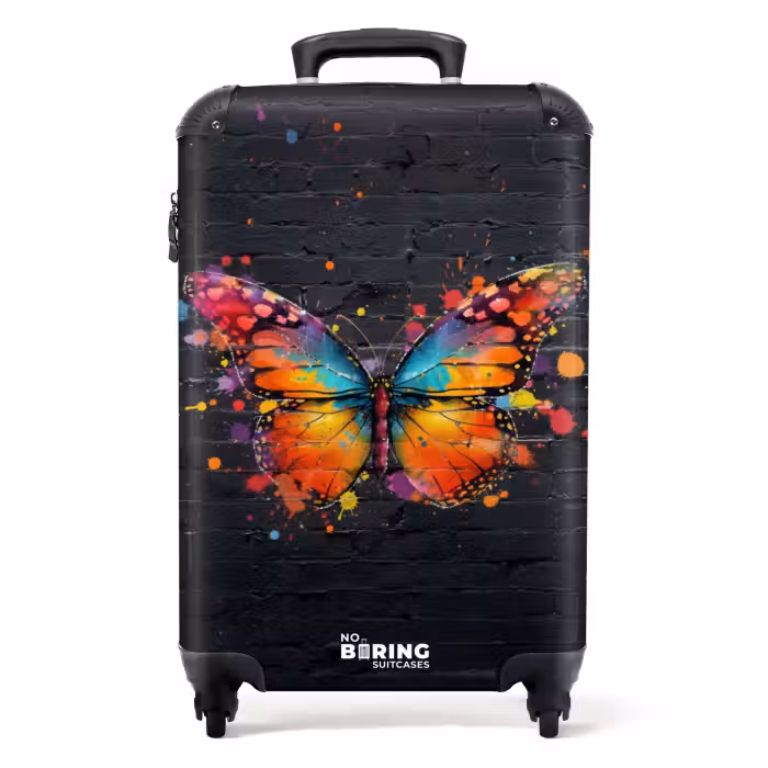 Koffer - Graffiti-Schmetterling mit leuchtenden Farben