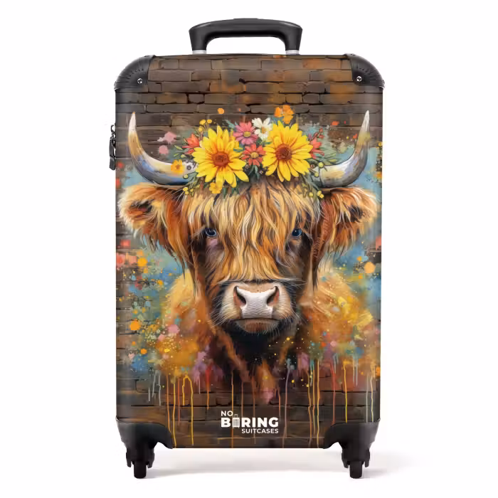 Koffer - Graffiti Schottischer Highlander mit Blumen