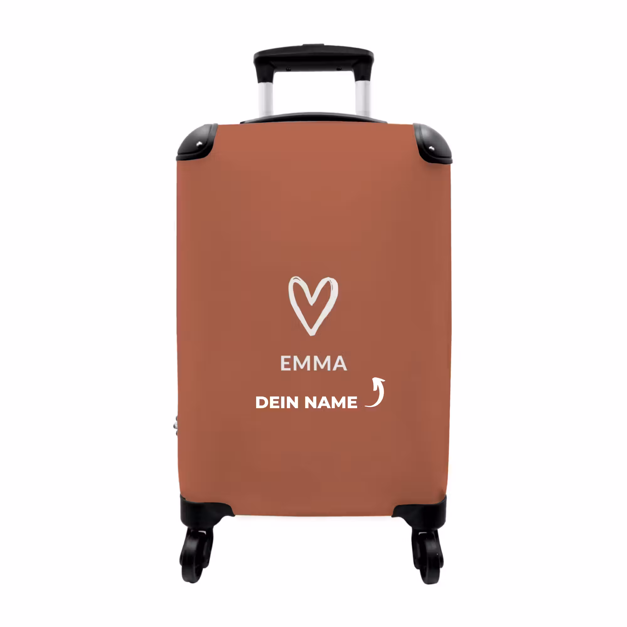Koffer mit Name - Herz in Terrakotta