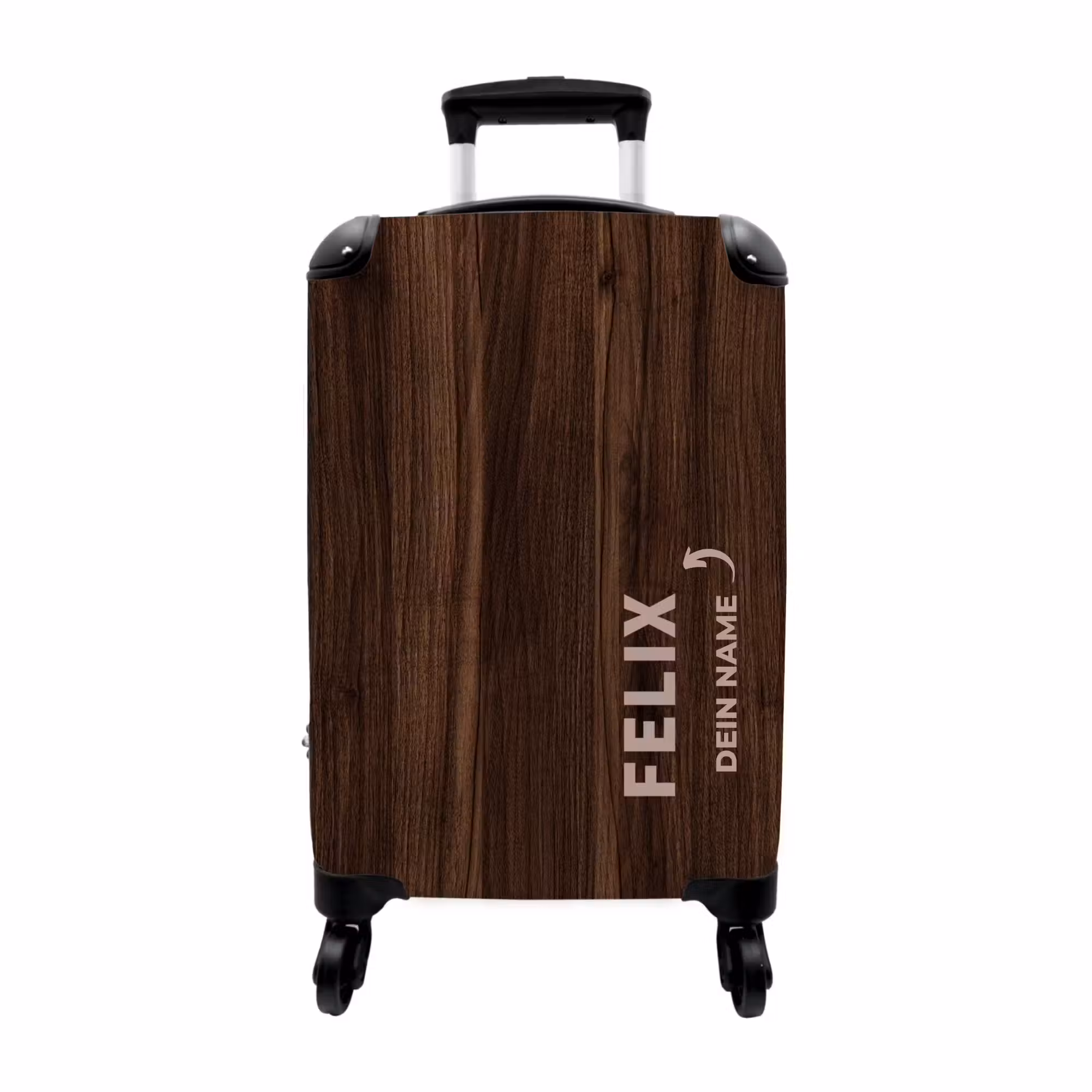 Koffer mit Name - Holz dunkelbraun