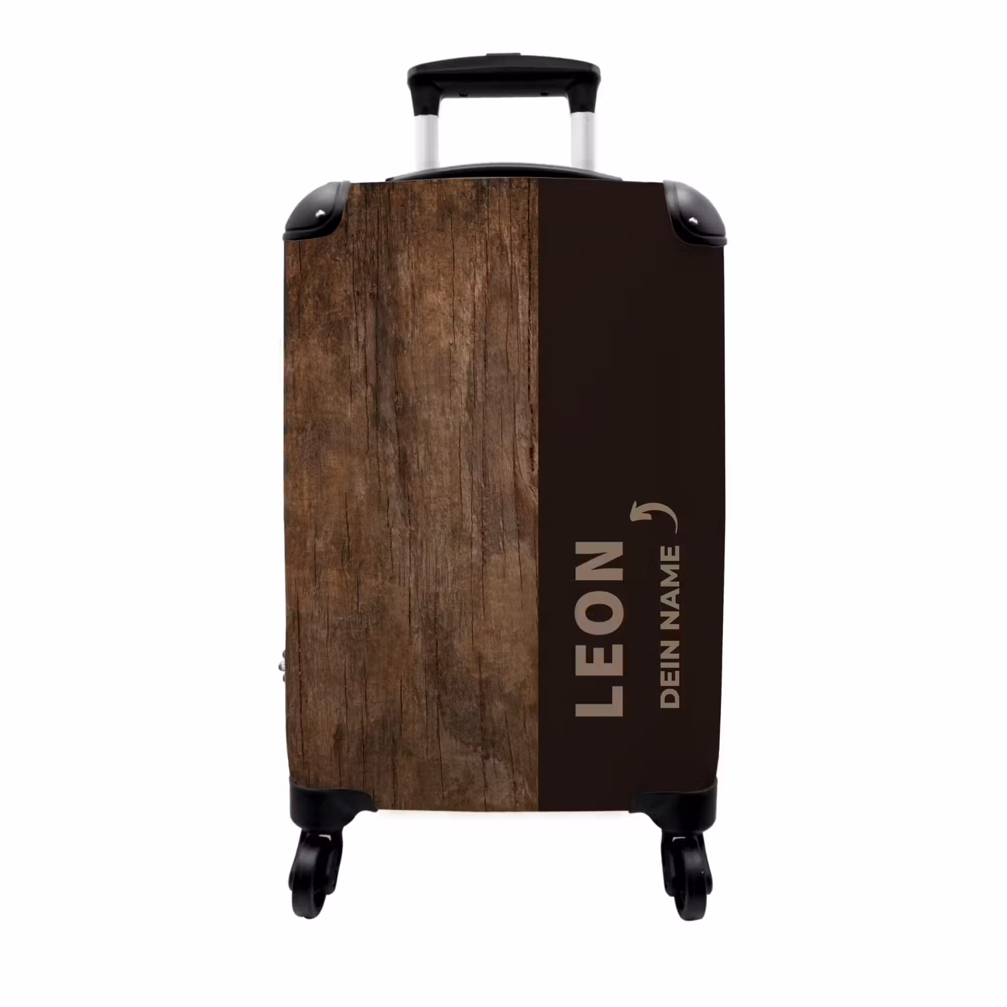 Koffer mit Name - Holz, mittelbraun