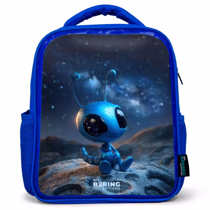Kinderrucksack - Blau - Blaue außerirdische Kreatur unter dem Sternenhimmel