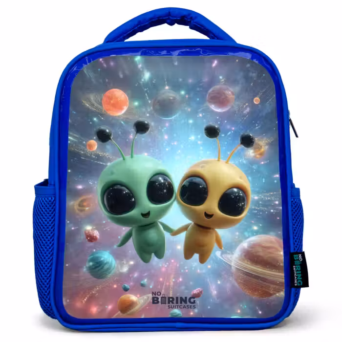 Kinderrucksack - Blau - Fröhliche außerirdische Freunde