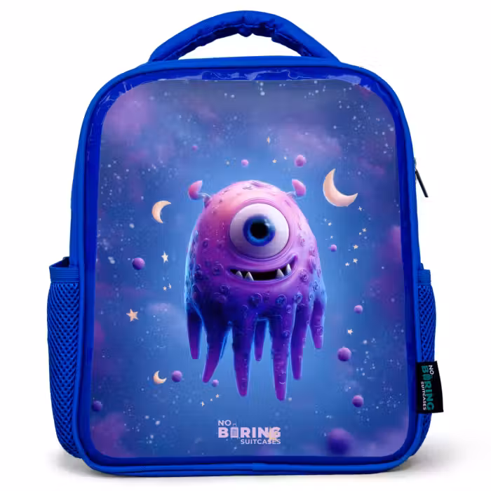 Kinderrucksack - Blau - Fröhliches Augenpaar im Weltraum