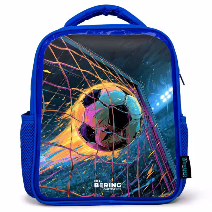 Kinderrucksack - Blau - Neon - Netz - Fußball - Farbenfroh