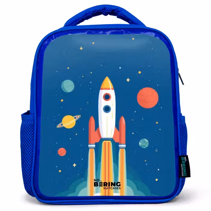 Kinderrucksack - Blau - Rakete - Planet - Sterne - Mehrfarbig