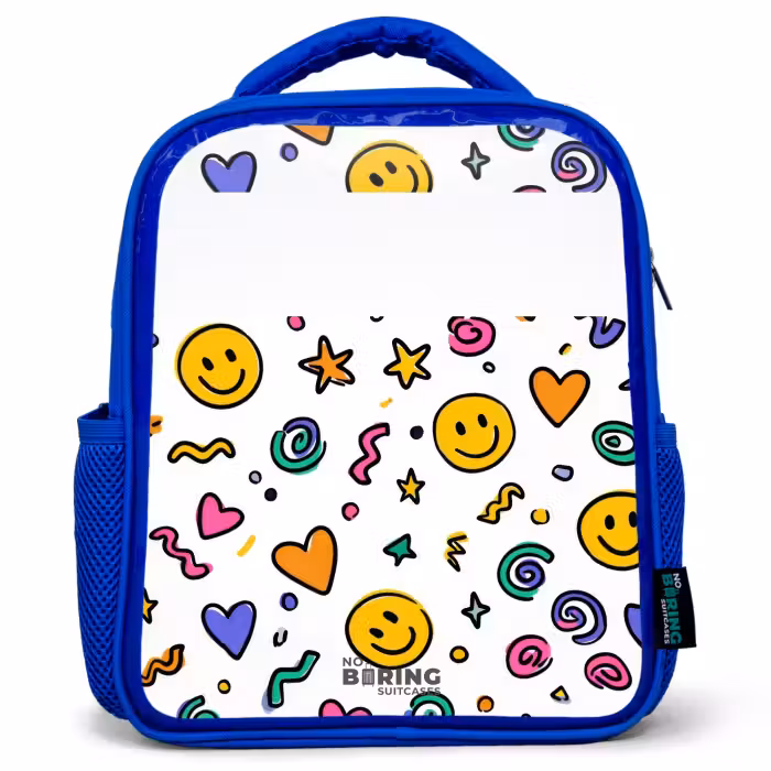 Kinderrucksack - Blau - Smiley – Herz – Stern