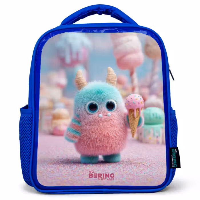 Kinderrucksack - Blau - Süßes Monster Süßigkeiten Abenteuer