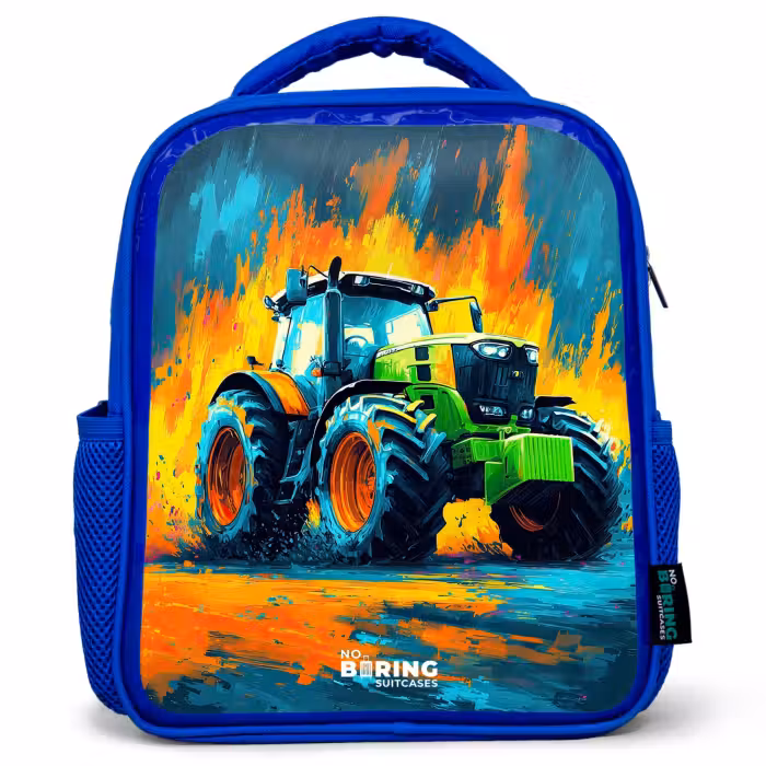 Kinderrucksack - Blau - Traktor - Grün - Abstrakt - Pinselstriche