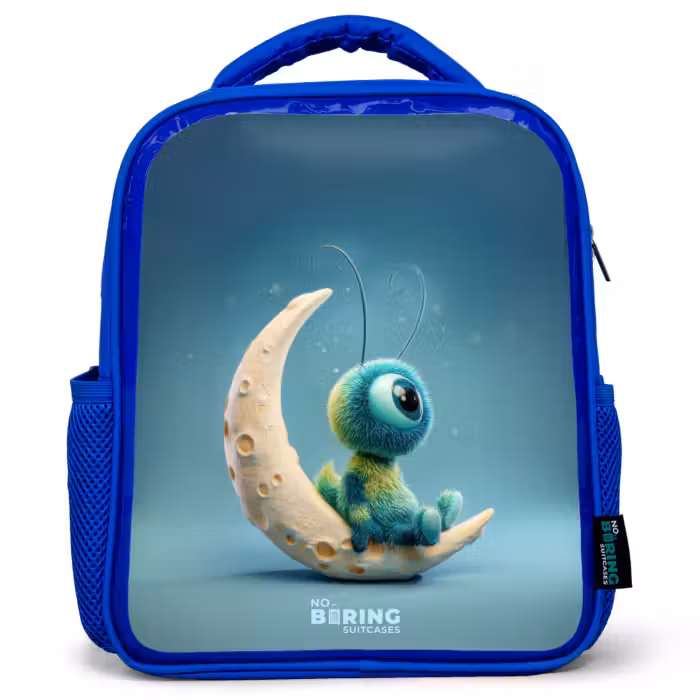 Kinderrucksack - Blau - Verträumte Kreatur auf dem Mond