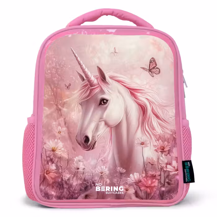Kinderrucksack - Rosa - Einhorn - Rosa - Schmetterlinge - Blumen