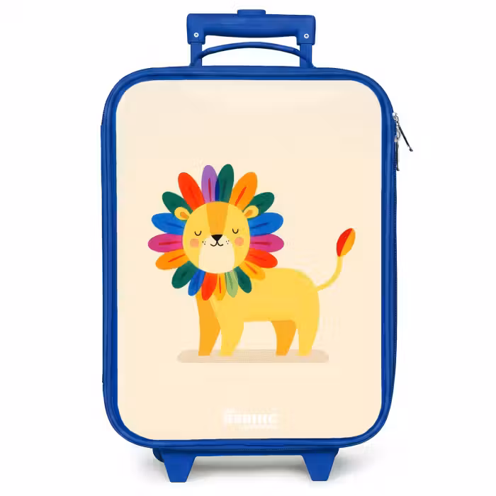 Kinderkoffer Blau - Löwe - Mähne - Farbenfroh