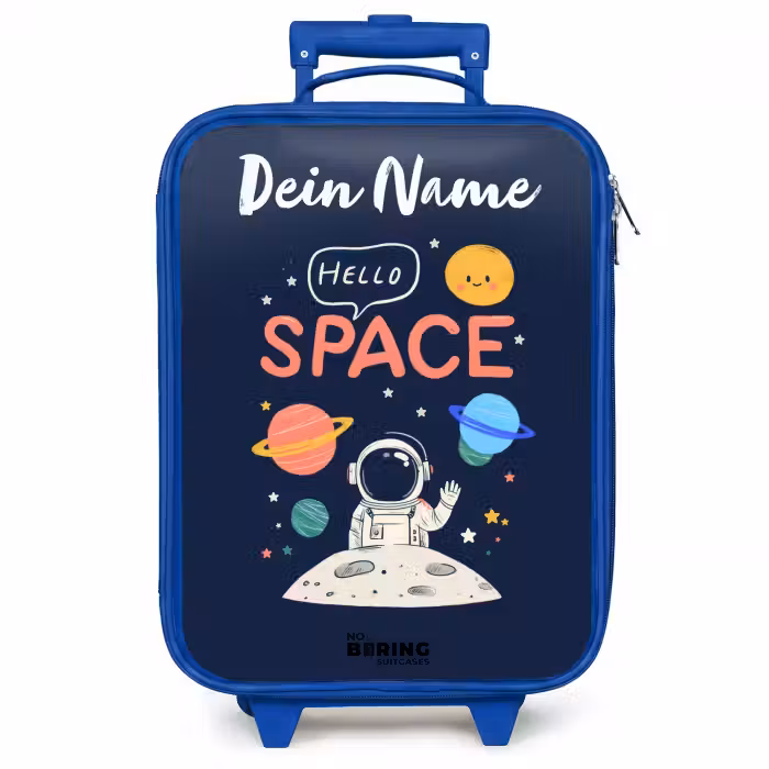 Kinderkoffer Blau mit Name - Astronaut - Zitat - Planeten - Sterne