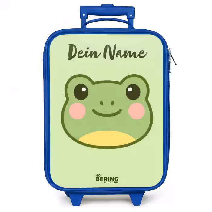 Kinderkoffer Blau mit Name - Kawai - Frosch - Grün