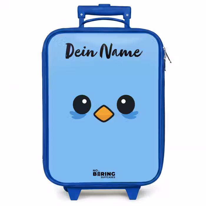 Kinderkoffer Blau mit Name - Kawai - Vogel - Blau