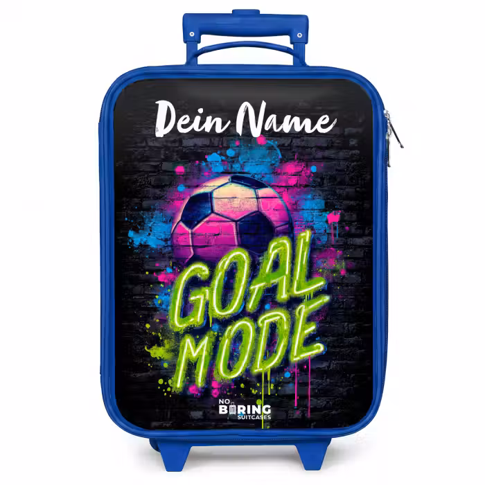 Kinderkoffer Blau mit Name - Neon - Graffiti - Fußball - Farbenfroh