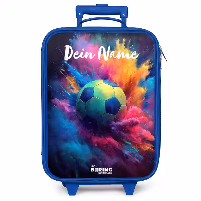 Kinderkoffer Blau mit Name - Neon - Kugel - Farbenfroh