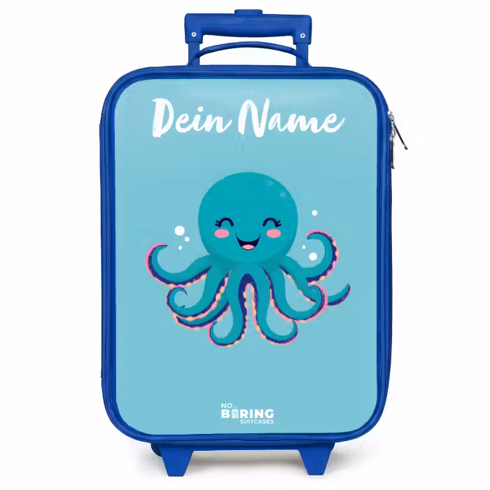 Kinderkoffer Blau mit Name - Oktopus - Wasser - Blau