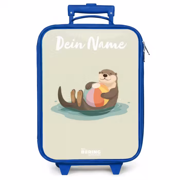 Kinderkoffer Blau mit Name - Otter - Strandball - Wasser