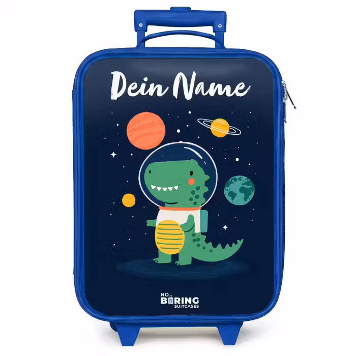 Kinderkoffer Blau mit Name - Weltraum - Dino - Planeten - Sterne