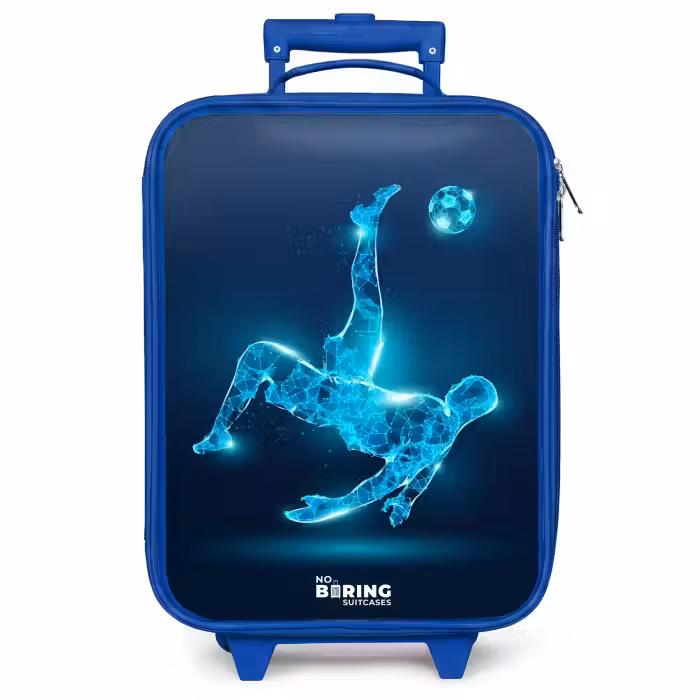 Kinderkoffer Blau - Omake in blauem Neon-Fußball