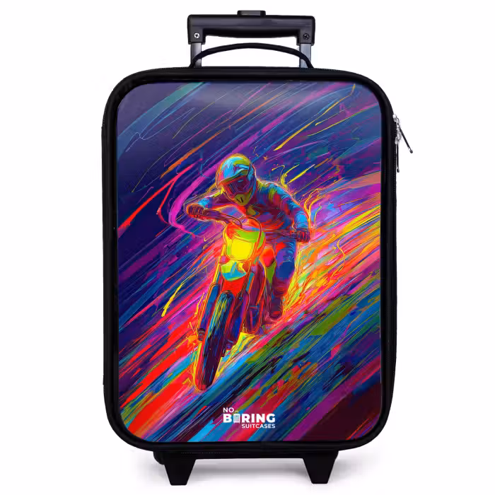 Kinderkoffer - Crossrad - Neonfarben - Linien - Helm
