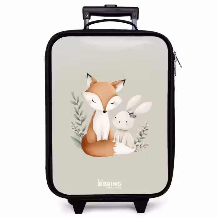 Kinderkoffer - Fuchs und Kaninchen umgeben von grünen Blättern