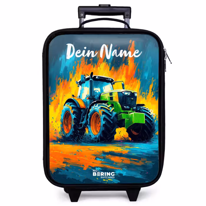 Kinderkoffer mit Name - Abstrakt - Traktor - Grün