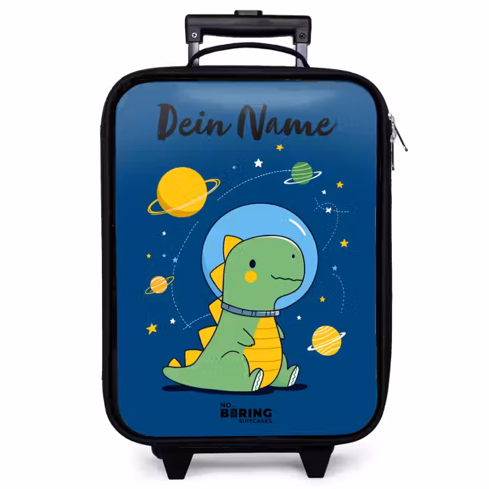 Kinderkoffer mit Name - Dino - Planet - Stern - Blau