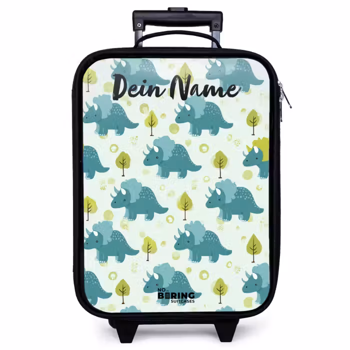 Kinderkoffer mit Name - Dinosaurier - Muster - Natur