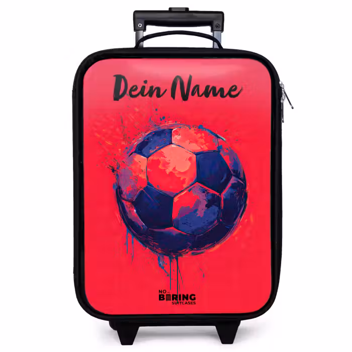 Kinderkoffer mit Name - Fußball-Vibes - Farbe - Blau - Rot